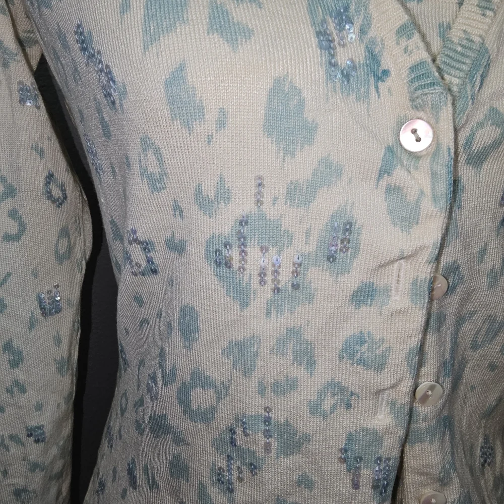 Vintage Karen Kane Sequin Leopard Sweater Top & Cardigan Medium - Picture 6 of 10